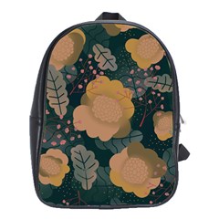 Flower Patterns Pattern Beige Green School Bag (large) by Proyonanggan