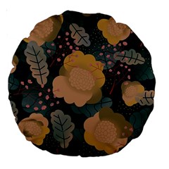 Flower Patterns Pattern Beige Green Large 18  Premium Round Cushions by Proyonanggan