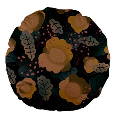 Flower Patterns Pattern Beige Green Large 18  Premium Flano Round Cushions by Proyonanggan