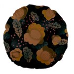 Flower Patterns Pattern Beige Green Large 18  Premium Flano Round Cushions Front