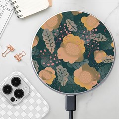 Flower Patterns Pattern Beige Green Wireless Fast Charger(white) by Proyonanggan