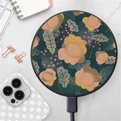 Flower Patterns Pattern Beige Green Wireless Fast Charger(black) by Proyonanggan