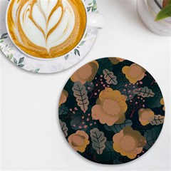 Flower Patterns Pattern Beige Green Uv Print Round Tile Coaster by Proyonanggan