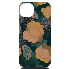 Flower Patterns Pattern Beige Green Iphone 14 Plus Black Uv Print Case by Proyonanggan