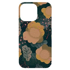 Flower Patterns Pattern Beige Green Iphone 14 Pro Max Black Uv Print Case by Proyonanggan