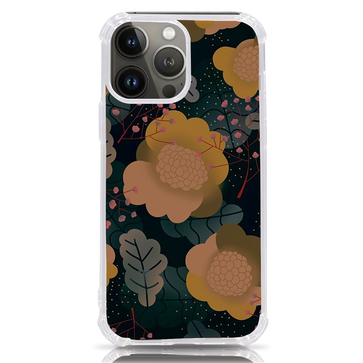 Flower Patterns Pattern Beige Green iPhone 13 Pro Max TPU UV Print Case