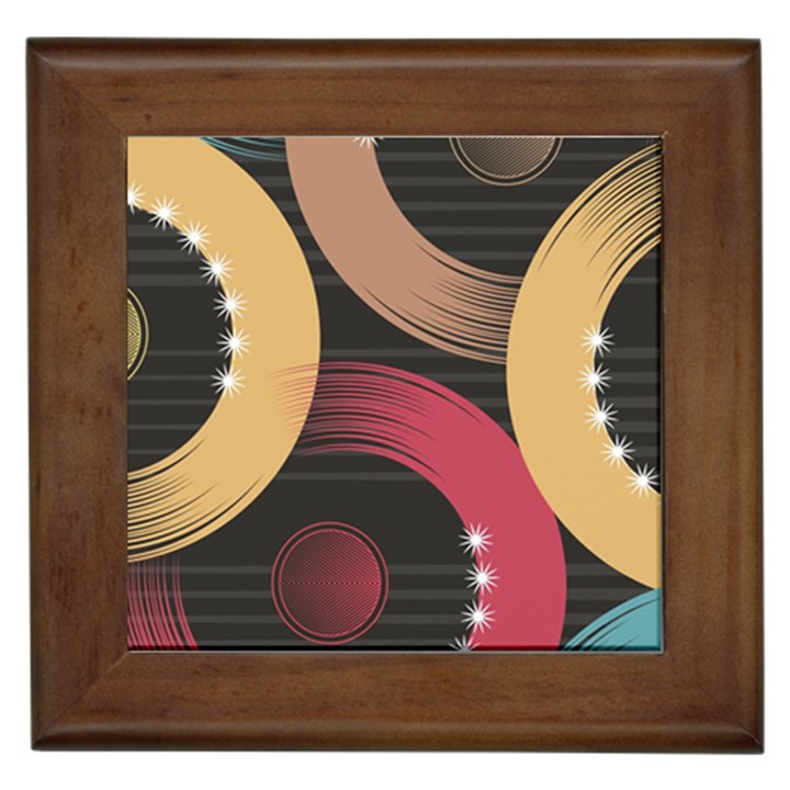 Circle Colorful Shine Line Pattern Geometric Framed Tile