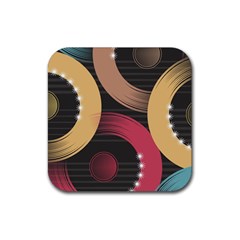 Circle Colorful Shine Line Pattern Geometric Rubber Coaster (square) by Proyonanggan