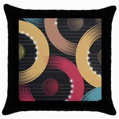 Circle Colorful Shine Line Pattern Geometric Throw Pillow Case (black) by Proyonanggan