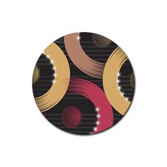 Circle Colorful Shine Line Pattern Geometric Rubber Round Coaster (4 Pack) by Proyonanggan