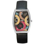 Circle Colorful Shine Line Pattern Geometric Barrel Style Metal Watch Front