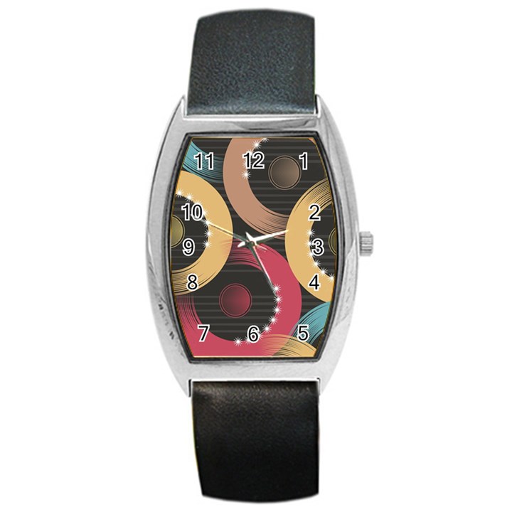 Circle Colorful Shine Line Pattern Geometric Barrel Style Metal Watch