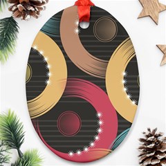 Circle Colorful Shine Line Pattern Geometric Oval Ornament (two Sides)