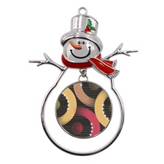 Circle Colorful Shine Line Pattern Geometric Metal Snowman Ornament by Proyonanggan