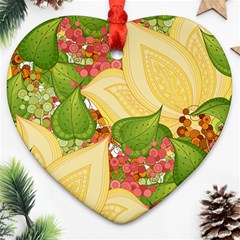 Pattern Texture Leaves Heart Ornament (two Sides) by Proyonanggan