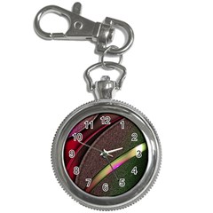 Texture Abstract Curve  Pattern Red Key Chain Watches by Proyonanggan