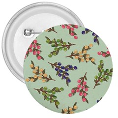 Berries Flowers Pattern Print 3  Buttons