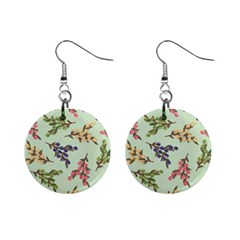 Berries Flowers Pattern Print Mini Button Earrings