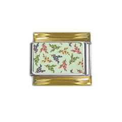 Berries Flowers Pattern Print Gold Trim Italian Charm (9mm) by Maspions