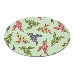 Berries Flowers Pattern Print Oval Magnet