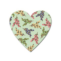 Berries Flowers Pattern Print Heart Magnet