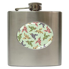 Berries Flowers Pattern Print Hip Flask (6 Oz)