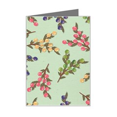 Berries Flowers Pattern Print Mini Greeting Card by Maspions