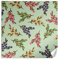 Berries Flowers Pattern Print Canvas 12  X 12 