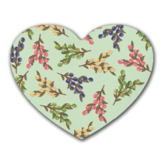 Berries Flowers Pattern Print Heart Mousepad by Maspions