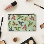 Berries Flowers Pattern Print Cosmetic Bag (Small) Back