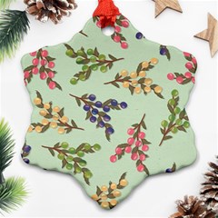 Berries Flowers Pattern Print Snowflake Ornament (two Sides)