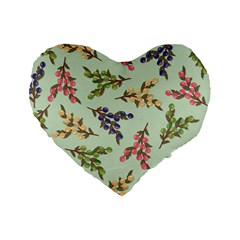 Berries Flowers Pattern Print Standard 16  Premium Heart Shape Cushions