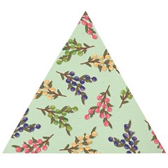 Berries Flowers Pattern Print Wooden Puzzle Triangle by Maspions