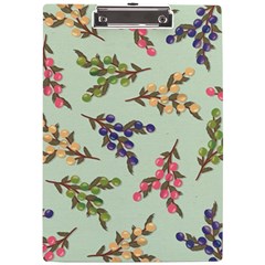 Berries Flowers Pattern Print A4 Acrylic Clipboard by Maspions