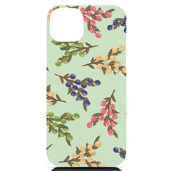 Berries Flowers Pattern Print Iphone 14 Plus Black Uv Print Case by Maspions