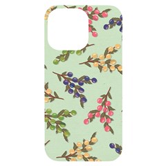 Berries Flowers Pattern Print Iphone 14 Pro Max Black Uv Print Case by Maspions