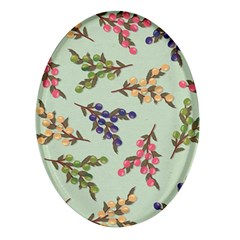 Berries Flowers Pattern Print Oval Glass Fridge Magnet (4 Pack)