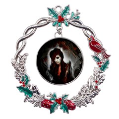 Melancholy Autumn Metal X mas Wreath Holly Leaf Ornament by MRNStudios