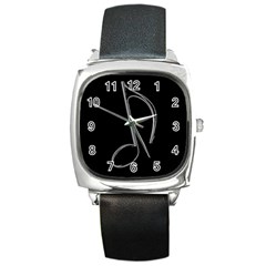 Eighth Note 8e245177-3b01-46c5-8203-b2dfeddb6d62 Square Metal Watch by RiverRootz