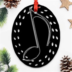 Eighth Note 8e245177-3b01-46c5-8203-b2dfeddb6d62 Oval Filigree Ornament (two Sides)