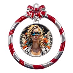 Colorful Model Metal Red Ribbon Round Ornament by Sparkle