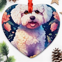 Cute Puppy With Flowers Ornament (heart)