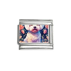 Cute Puppy With Flowers Italian Charm (9mm) by Sparkle