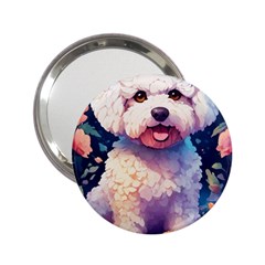 Cute Puppy With Flowers 2 25  Handbag Mirrors by Sparkle