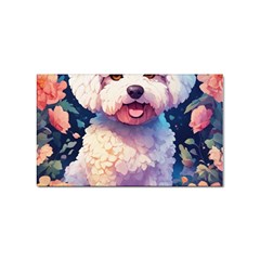 Cute Puppy With Flowers Sticker Rectangular (10 Pack) by Sparkle