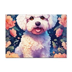 Cute Puppy With Flowers Sticker A4 (10 Pack)