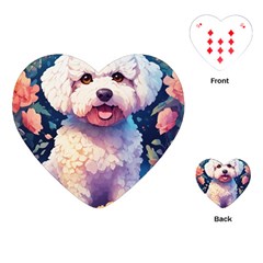 Cute Puppy With Flowers Playing Cards Single Design (heart)