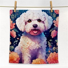 Cute Puppy With Flowers Face Towel by Sparkle