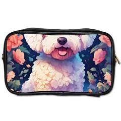 Cute Puppy With Flowers Toiletries Bag (two Sides) by Sparkle