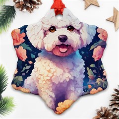 Cute Puppy With Flowers Ornament (snowflake)